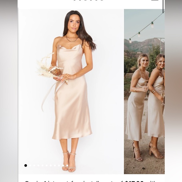 Show Me Your MuMu Champagne Satin Midi Dress - Picture 1 of 9
